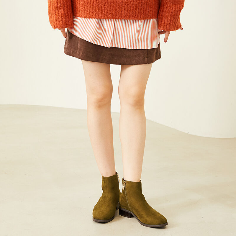 WA Oriental TRaffic「ゴールドジップスクエアトゥブーツ/32408」|ショートブーツ|