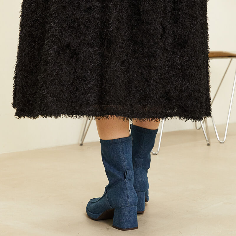 ORiental TRaffic「プラットフォームモカヒールブーツ/31436」|ショートブーツ|