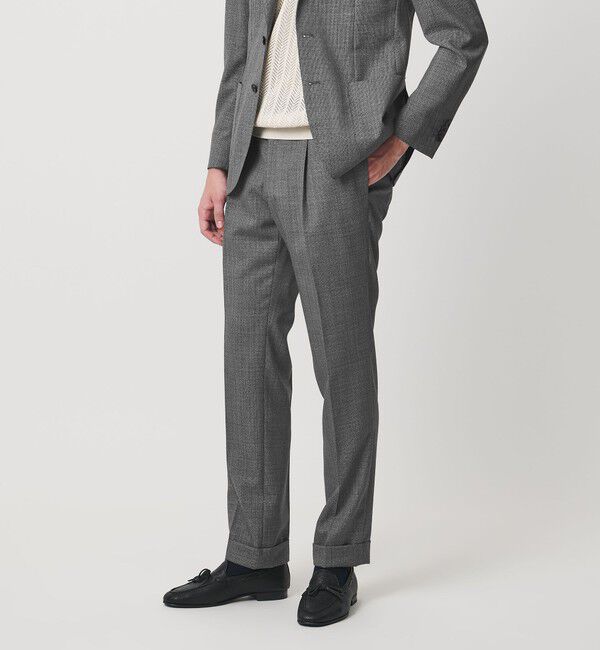 UNITED ARROWS「ハウンドトゥース 1プリーツ スラックス R-MODEL」|スラックス|