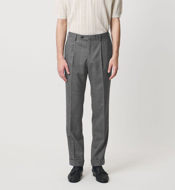 UNITED ARROWS「ハウンドトゥース 1プリーツ スラックス R-MODEL」|スラックス|