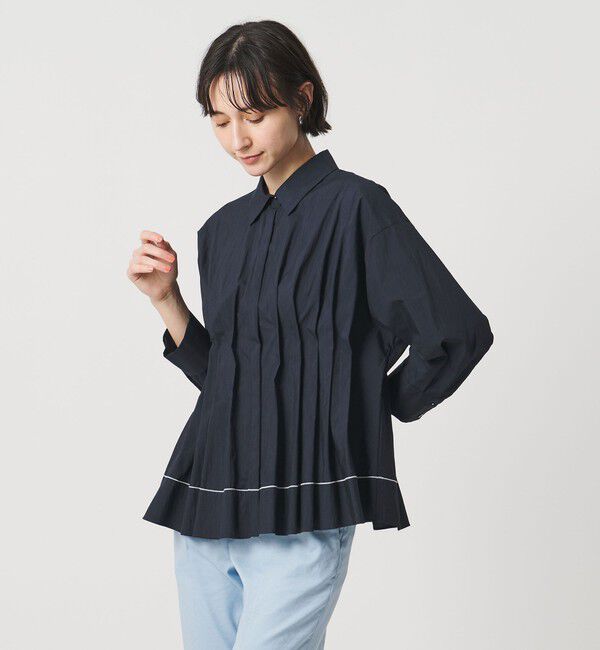 UNITED ARROWS「ピンタック シャツブラウス」|シャツ・ブラウス|NAVY