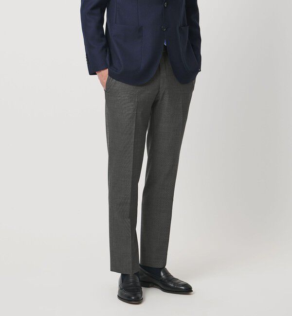 UNITED ARROWS「ピンヘッド トロピカル サイドエクステンド ノープリーツ スラックス COMFORT EASY‐MODEL ウォッシャブル 」|スラックス|