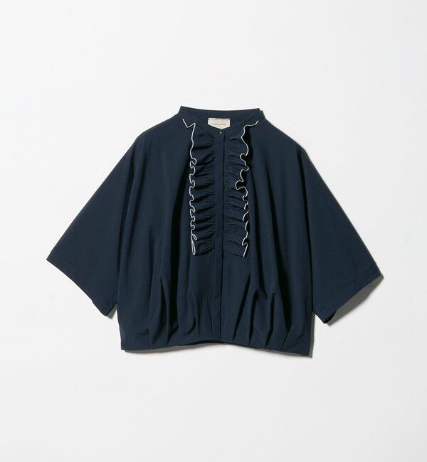 UNITED ARROWS「メロー フリル シャツ ブラウス ‐防しわ 吸水速乾 UVカット 遮熱性 接触冷感 ウォッシャブル‐」|シャツ・ブラウス|NAVY