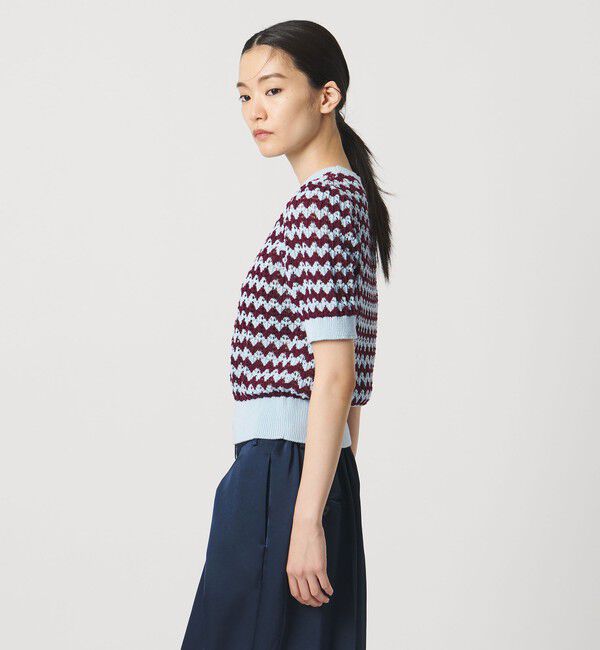 AEWEN MATOPH「＜AEWEN MATOPH＞シェプロンストライプショートスリーブニット ウォッシャブル」|ニット・セーター|