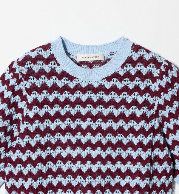 AEWEN MATOPH「＜AEWEN MATOPH＞シェプロンストライプショートスリーブニット ウォッシャブル」|ニット・セーター|