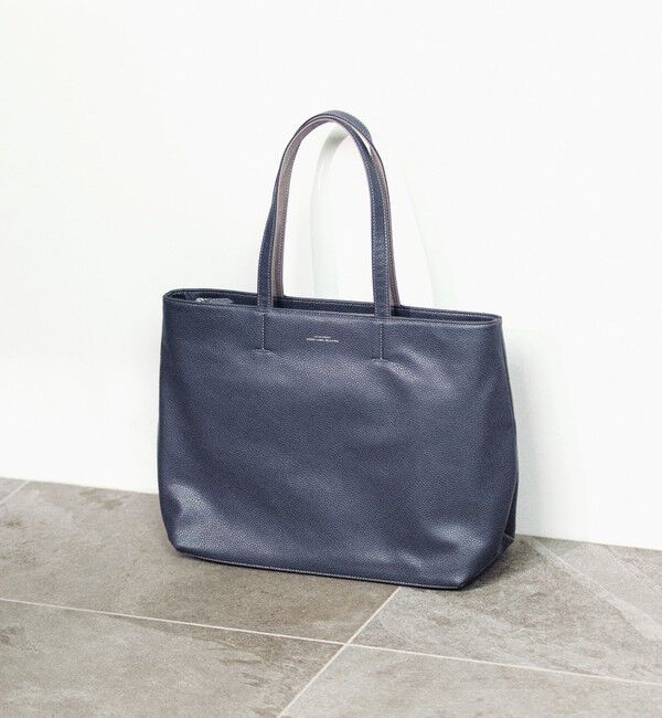 UNITED ARROWS green label relaxing「シボ レザーライク ジップ トート バッグ」|トートバッグ|NAVY