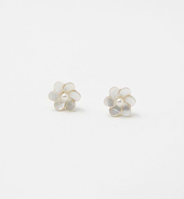 UNITED ARROWS green label relaxing「シェル フラワー ピアス」|ピアス|OFF WHITE