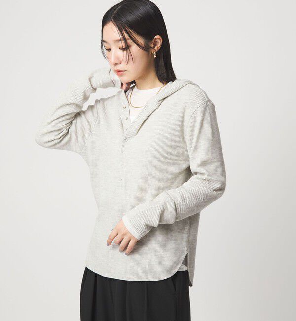 UNITED ARROWS green label relaxing「【WEB限定】＜at ease＞ワッフル フード ロングスリーブ カットソー」|Tシャツ・カットソー|NATURAL