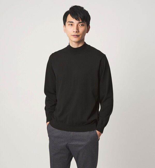 UNITED ARROWS green label relaxing「MTB コットン ハイゲージ モックネック ニット」|ニット・セーター|BLACK