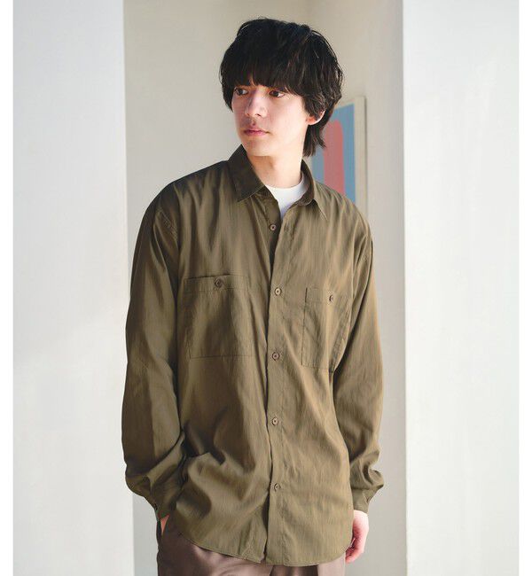 UNITED ARROWS green label relaxing「レーヨンナイロン ワッシャー ダブルパッチポケット レギュラーカラー シャツ」|シャツ・ブラウス|MOCA