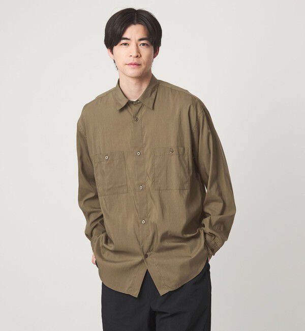UNITED ARROWS green label relaxing「レーヨンナイロン ワッシャー ダブルパッチポケット レギュラーカラー シャツ」|シャツ・ブラウス|