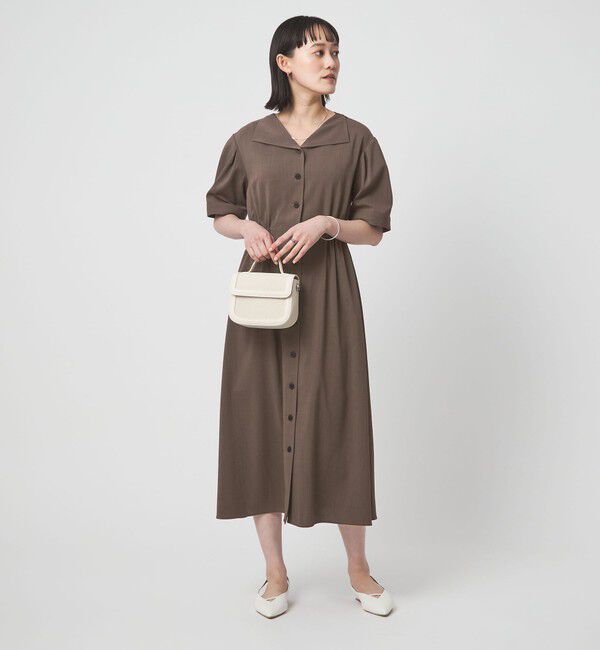 UNITED ARROWS green label relaxing「Vカラー フレア ボタン ワンピース」|ワンピース|