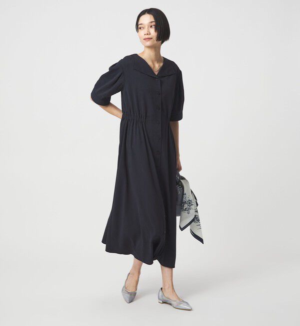 UNITED ARROWS green label relaxing「Vカラー フレア ボタン ワンピース」|ワンピース|