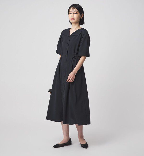 UNITED ARROWS green label relaxing「Vカラー フレア ボタン ワンピース」|ワンピース|