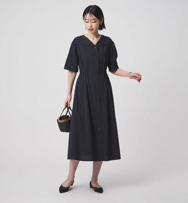 UNITED ARROWS green label relaxing「Vカラー フレア ボタン ワンピース」|ワンピース|