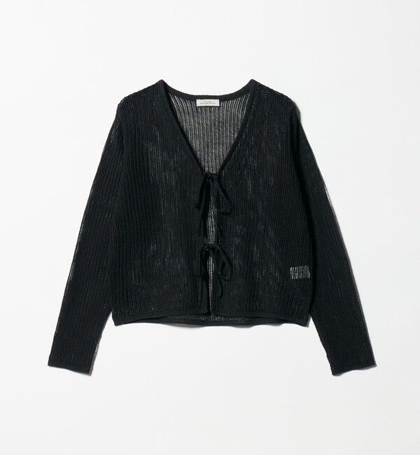 UNITED ARROWS green label relaxing「メッシュ リボン Vネック カーディガン」|カーディガン|BLACK