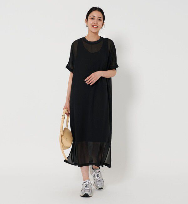 BEAUTY&YOUTH UNITED ARROWS「シフォンレイヤード ドルマンスリーブ ワンピース 」|ワンピース|BLACK