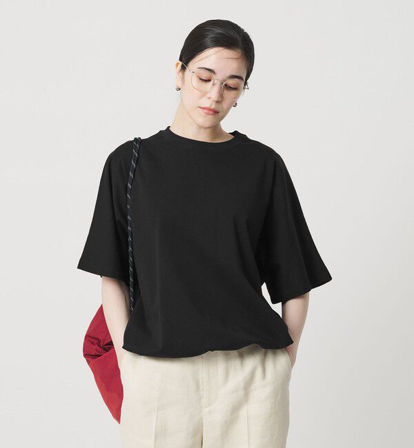 BEAUTY&YOUTH UNITED ARROWS「ヘム ドローストリング 5分袖 Tシャツ」|Tシャツ・カットソー|BLACK