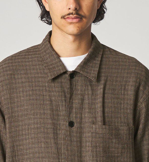 STEVEN ALAN「＜Steven Alan＞ コットンメッシュ チェック オープンカラー オーバー シャツ」|シャツ・ブラウス|