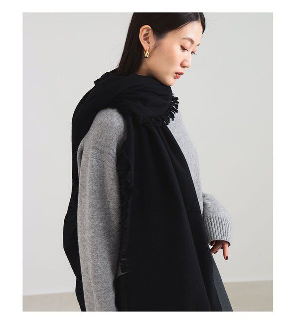 Demi-Luxe BEAMS 「ASAUCE MELER / ファイン ラム エアリーソリッド ウールストール」|ストール|BLACK
