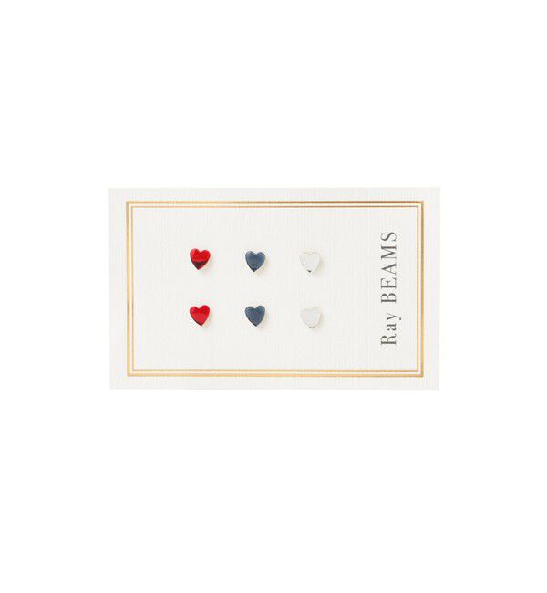 Ray BEAMS 「カラー ハート ピアス セット」|ピアス|RD/NV/CR