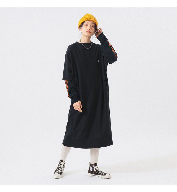 BEAMSBOY「【別注】Champion / リバースウィーブ(R) ショートスリーブ ワンピース」|ワンピース|BLACK