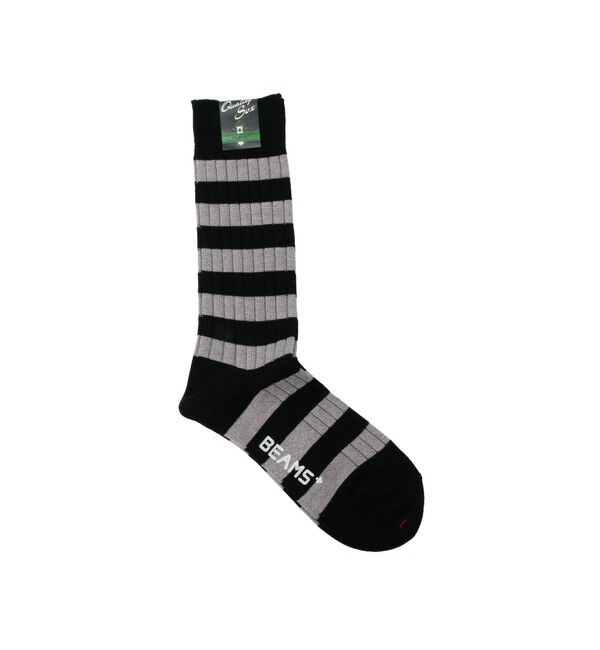 BEAMS PLUS「Rib Stripe Socks」|ソックス|BLACK