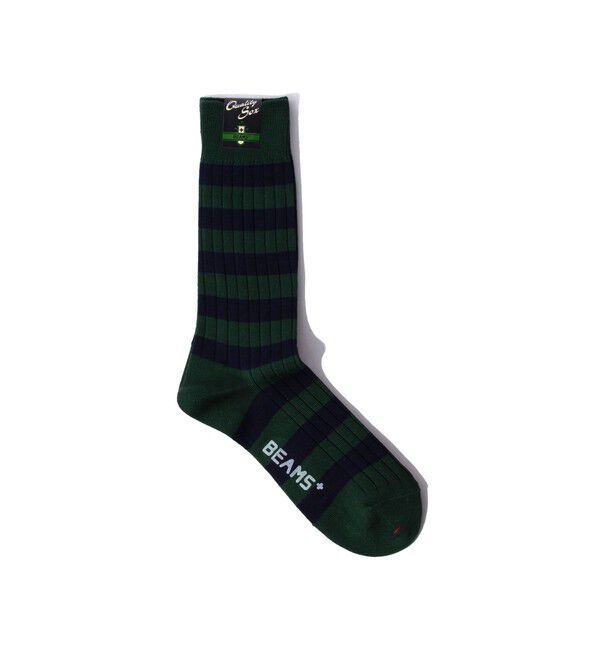 BEAMS PLUS「Rib Stripe Socks」|ソックス|GREEN