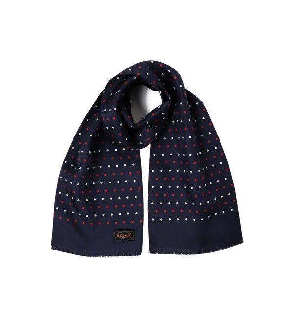 BEAMS PLUS「BEAMS PLUS / Silk Stole Dot Print」|ストール|NAVY