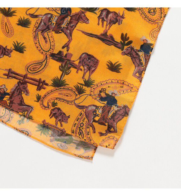 BEAMS PLUS「Wool Silk Scarf Cowboy Print」|マフラー|