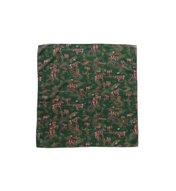 BEAMS PLUS「Wool Silk Scarf Cowboy Print」|マフラー|Green