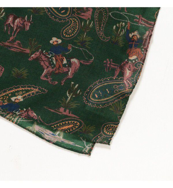 BEAMS PLUS「Wool Silk Scarf Cowboy Print」|マフラー|