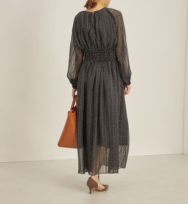 SHIPS for women「〈手洗い可能〉サテン 楊柳 ドット プリント ワンピース◆」|ワンピース|