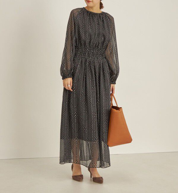 SHIPS for women「〈手洗い可能〉サテン 楊柳 ドット プリント ワンピース◆」|ワンピース|