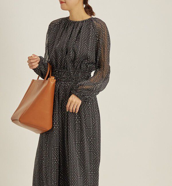 SHIPS for women「〈手洗い可能〉サテン 楊柳 ドット プリント ワンピース◆」|ワンピース|