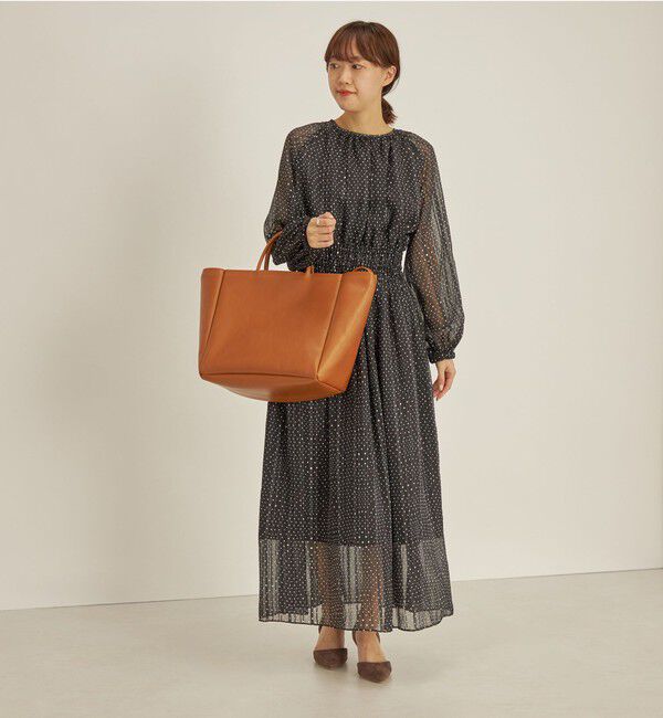 SHIPS for women「〈手洗い可能〉サテン 楊柳 ドット プリント ワンピース◆」|ワンピース|