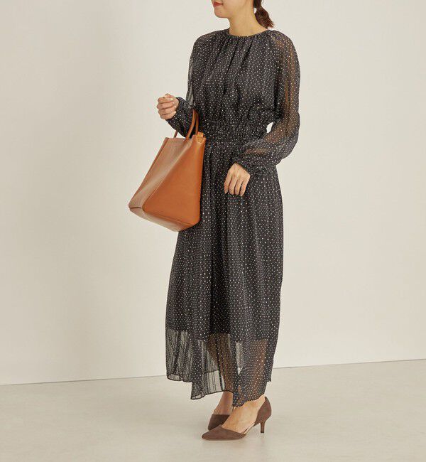 SHIPS for women「〈手洗い可能〉サテン 楊柳 ドット プリント ワンピース◆」|ワンピース|