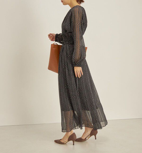 SHIPS for women「〈手洗い可能〉サテン 楊柳 ドット プリント ワンピース◆」|ワンピース|