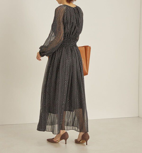 SHIPS for women「〈手洗い可能〉サテン 楊柳 ドット プリント ワンピース◆」|ワンピース|