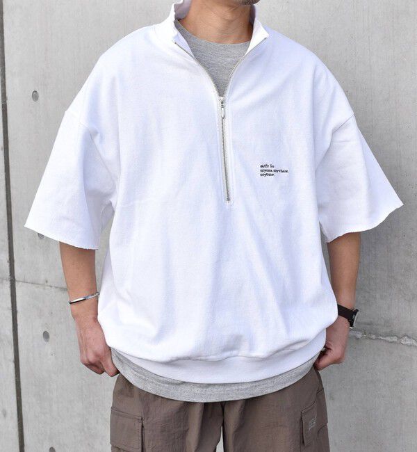 SHIPS any「SHIPS any: COTTON USA ワンポイント ロゴ ハーフジップ Tシャツ◇」|Tシャツ・カットソー|