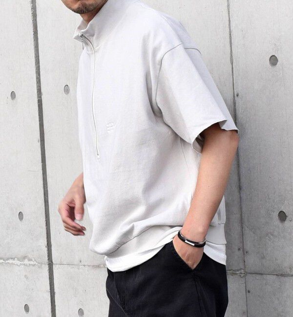 SHIPS any「SHIPS any: COTTON USA ワンポイント ロゴ ハーフジップ Tシャツ◇」|Tシャツ・カットソー|