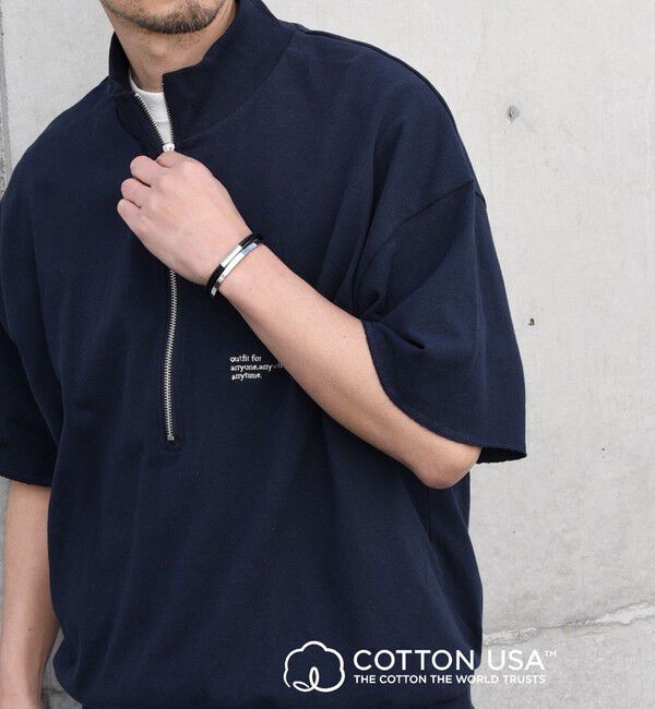 SHIPS any「SHIPS any: COTTON USA ワンポイント ロゴ ハーフジップ Tシャツ◇」|Tシャツ・カットソー|