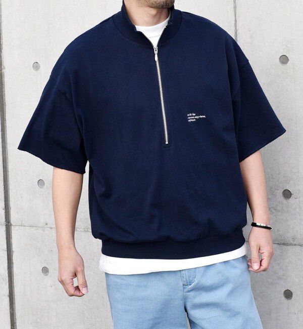 SHIPS any「SHIPS any: COTTON USA ワンポイント ロゴ ハーフジップ Tシャツ◇」|Tシャツ・カットソー|