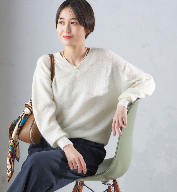 SHIPS for women「〈手洗い可能〉モヘヤ パイル Vネック プルオーバー」|ニット・セーター|