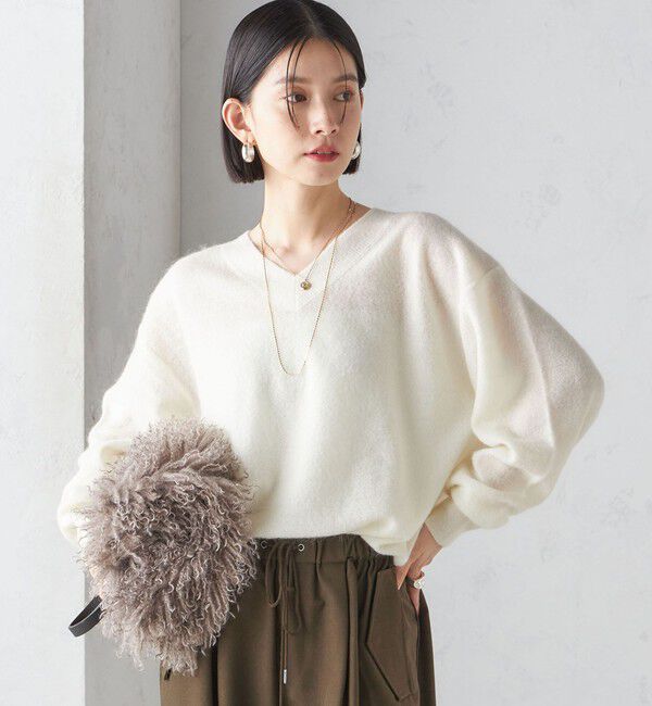 SHIPS for women「〈手洗い可能〉モヘヤ パイル Vネック プルオーバー」|ニット・セーター|