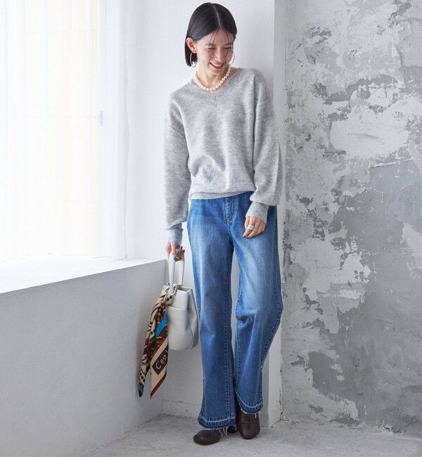 SHIPS for women「〈手洗い可能〉モヘヤ パイル Vネック プルオーバー」|ニット・セーター|