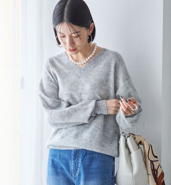 SHIPS for women「〈手洗い可能〉モヘヤ パイル Vネック プルオーバー」|ニット・セーター|
