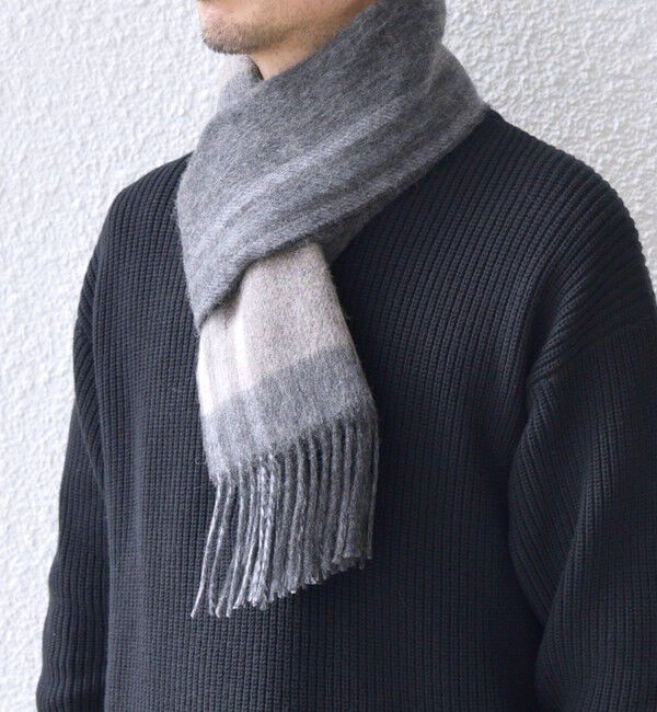 SHIPS any「SHIPS any: ウール リバーシブル チェック マフラー 24FW◇」|マフラー|ブラック