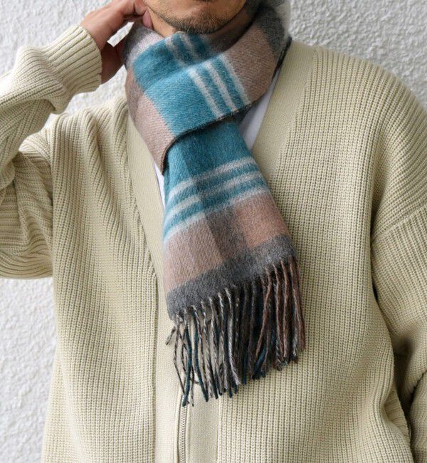 SHIPS any「SHIPS any: ウール リバーシブル チェック マフラー 24FW◇」|マフラー|キャメル