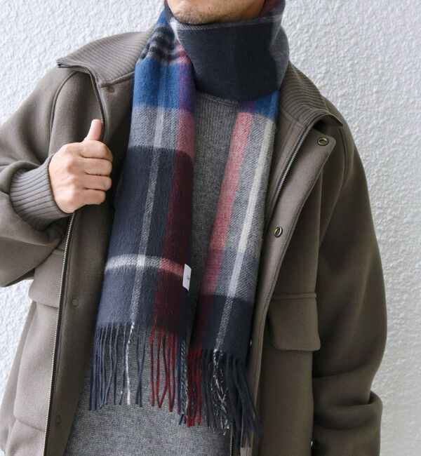 SHIPS any「SHIPS any: ウール リバーシブル チェック マフラー 24FW◇」|マフラー|レッド